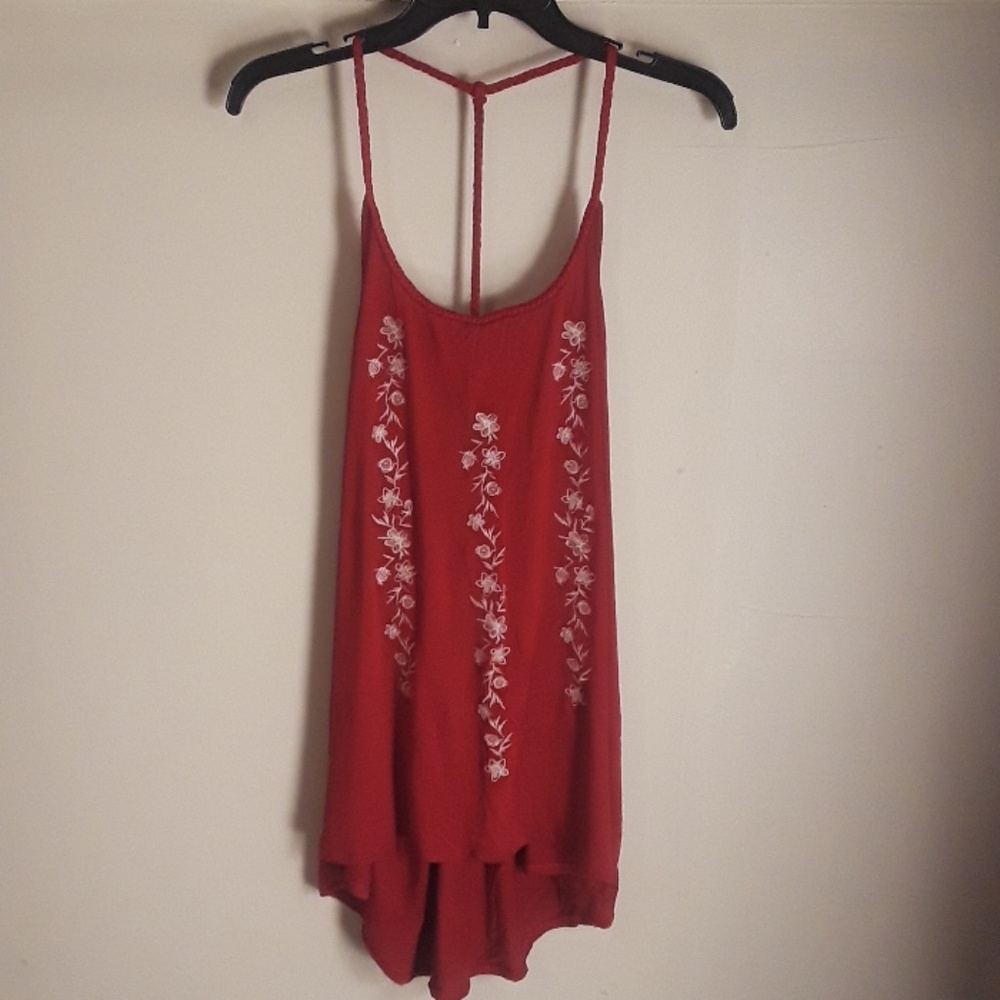 Red camisole blouse